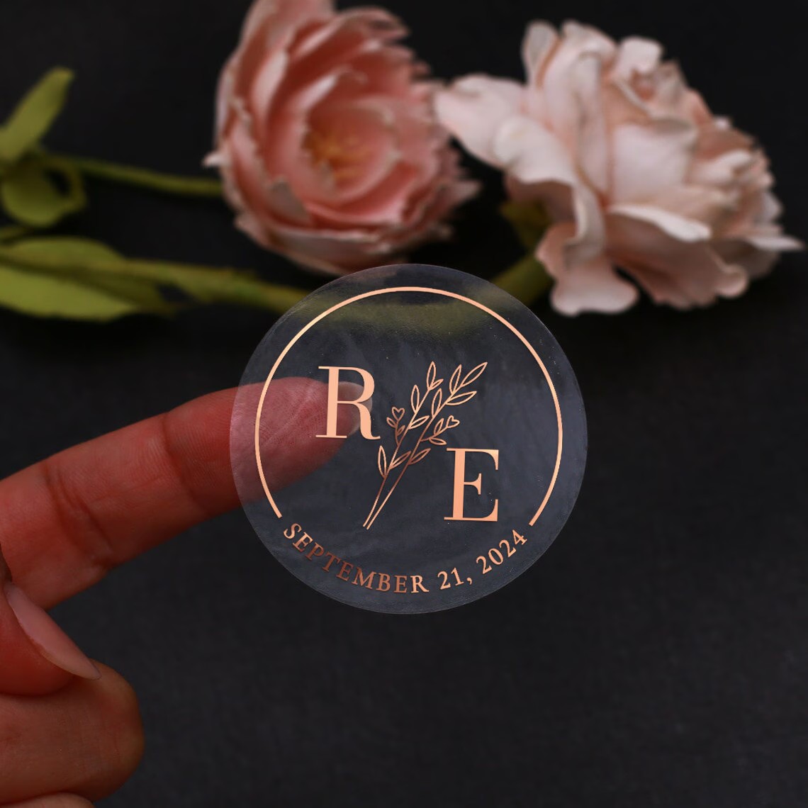 Wedding Envelopes - Stiker Pernikahan Botani Transparan, Segel Amplop