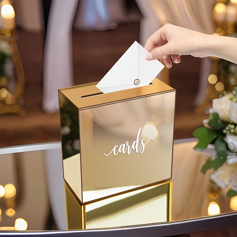 Wedding Card Box - Kotak Undangan Pernikahan Akrilik Emas yang