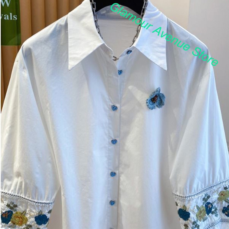 Kemeja bordir putih mewah kela - Good Floral & Wedding Decor Supply ulasan dan harga