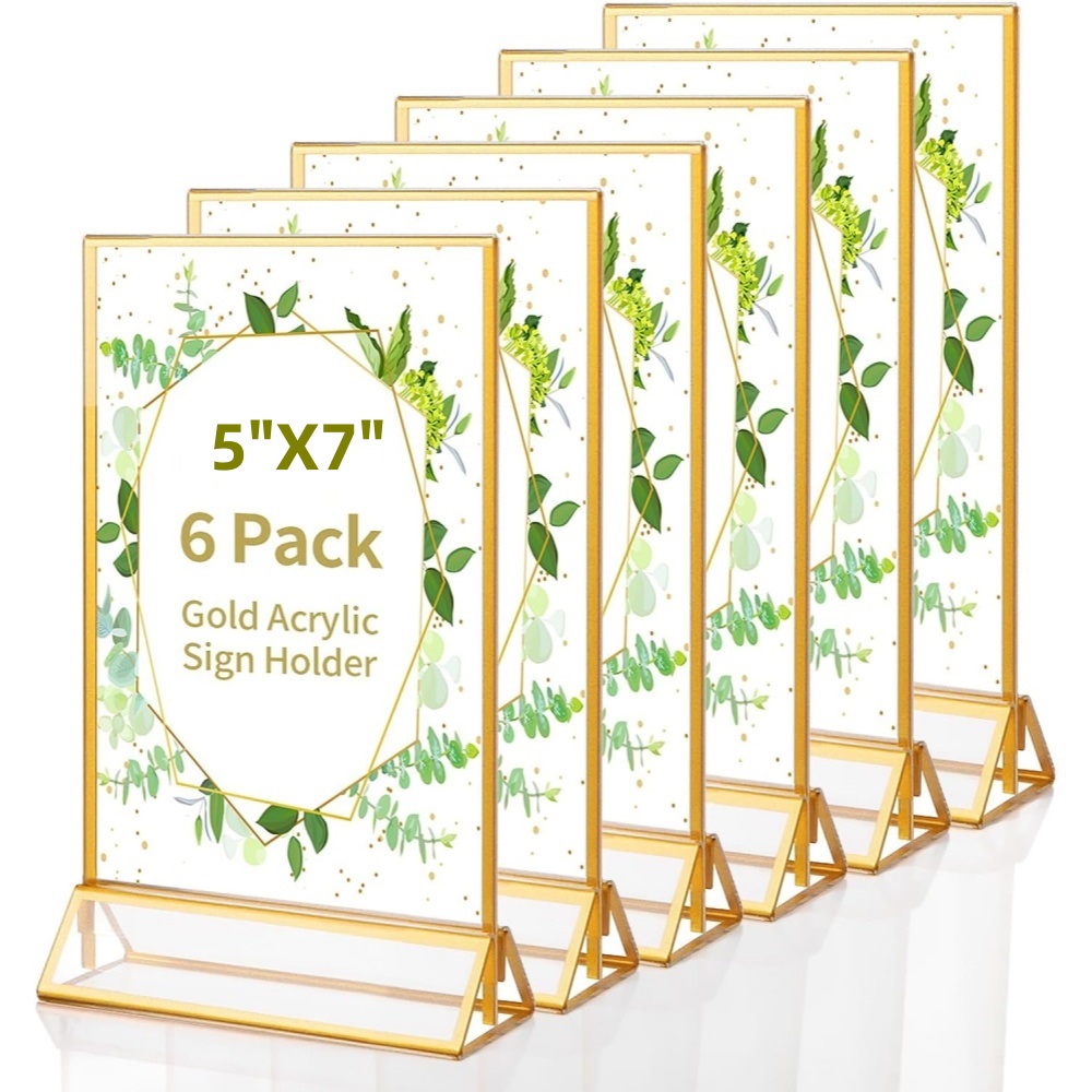 6 Paket Penyangga Kartu Akrili - Table Number Gold ulasan dan harga